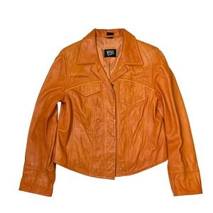 Vintage Vericci Sport Leather Jacket Orange Women's Size Medium